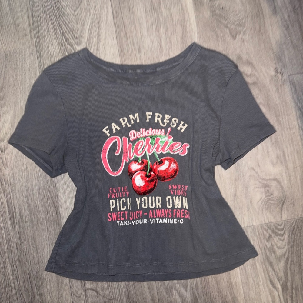 Mizuno Black Graphic Tee with Cherry Design